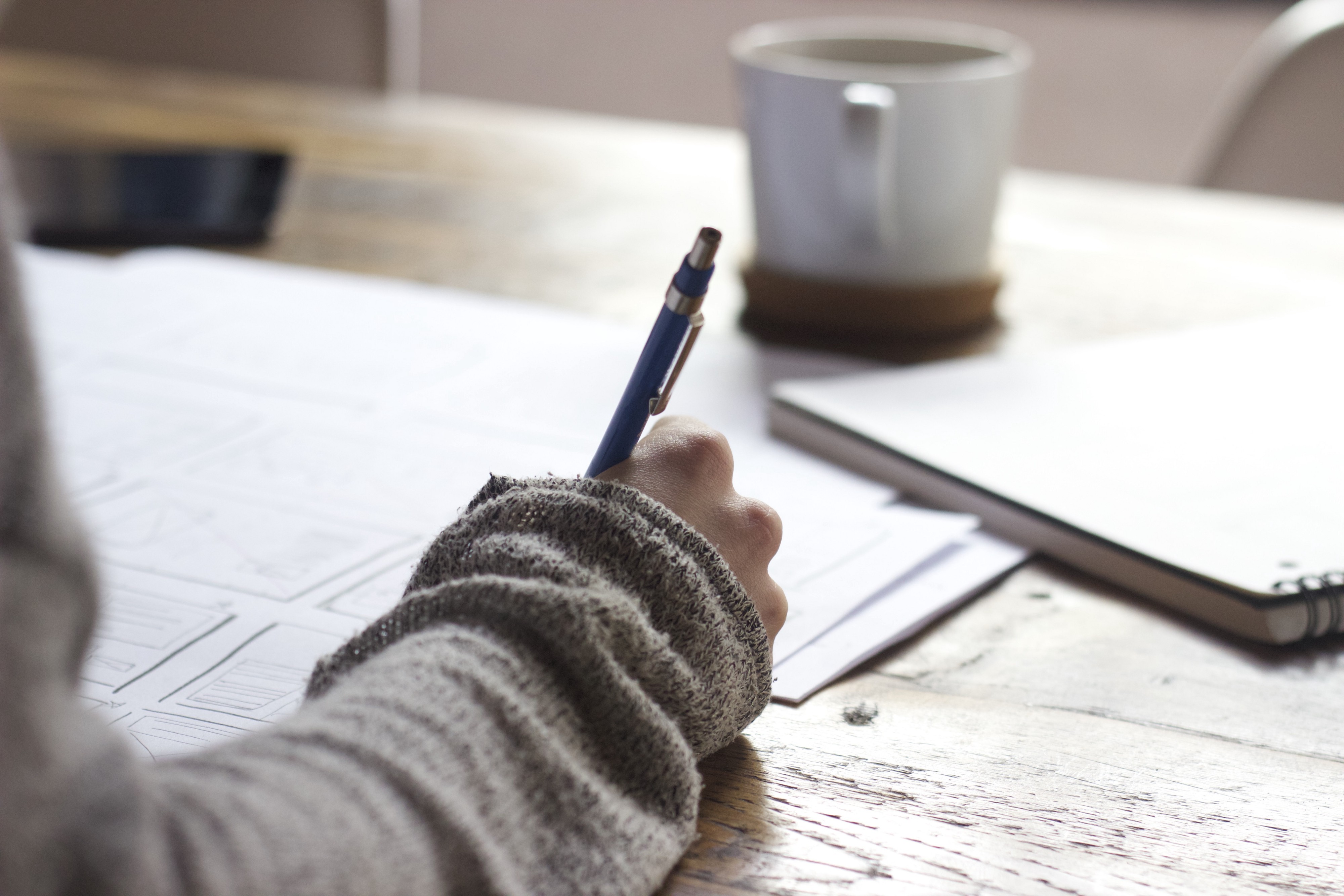 student writing a book